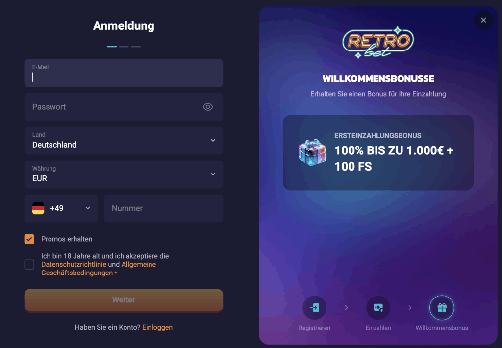 Retro Bet login